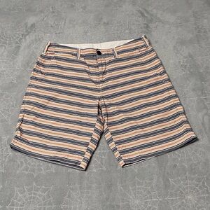 Bonobos Chino Shorts Mens 29 x 9 White Blue Red Striped Cotton Coastal Preppy